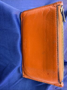 Coach Orange Leather Zip Card Case Wallet